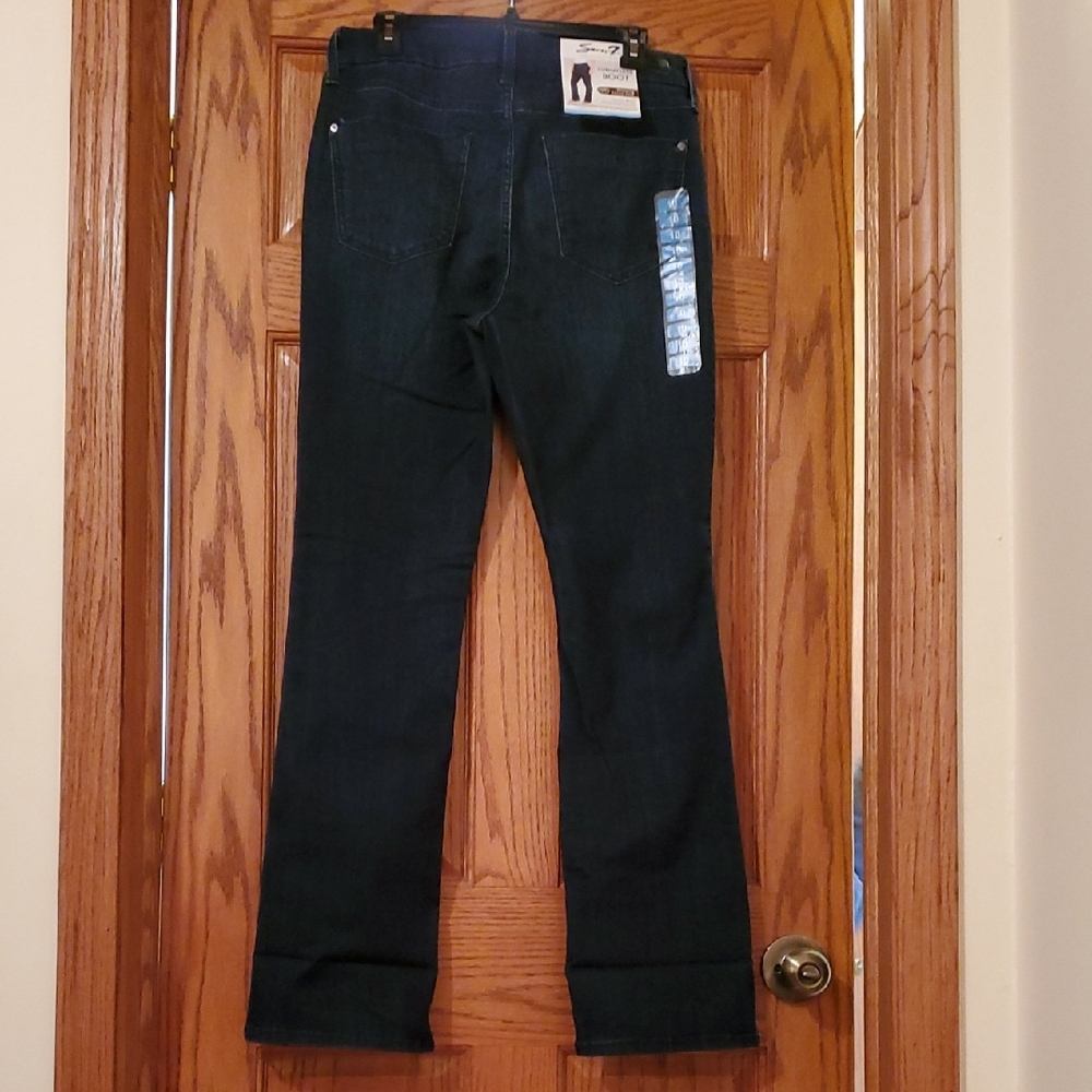 Seven7 Women's High Rise Tummyless Dark Indigo Boot Cut Jeans. Size 10 - Picture 3 of 8